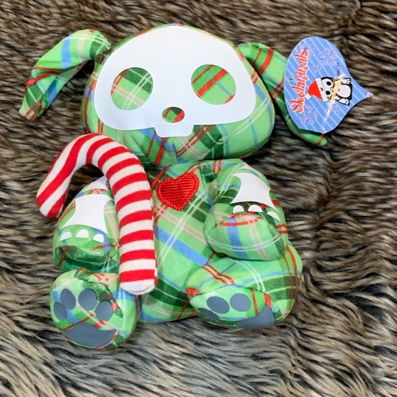 Skelanimals - Dax The Dog. Green Plaid With Candy Cane Retired. Vintage! NWT! - Picture 1 of 10